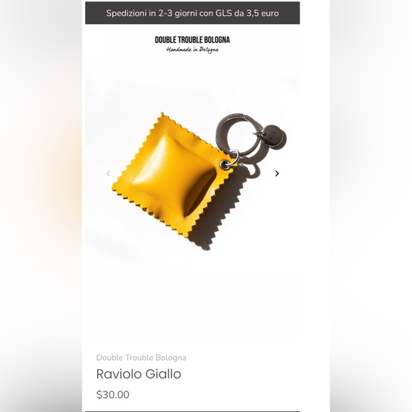 NWT Double Trouble Bologna Yellow Leather Ravioli Keychain - Picture 7 of 8